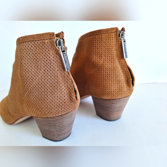 Aquatalia by Marvin K Perforated Size 9.5 Suede Ankle Booties-Brown/Tan - Picture 6 of 7